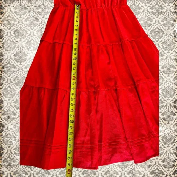 NWOT Cynthia Rowley Midi Dress Women’s Size L Short Sleeves Orange Red - Picture 5 of 6